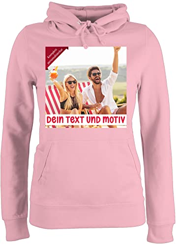 Pullover Damen Hoodie Frauen - Bild - Eigenem Foto Geschenk - L - Hellrosa - und Text Aufdruck schreiben drucken einfügen Sein eigenes selber gestalten u. Ihr Ihr Dein Dein u Bedrucken einem von Geschenk mit Namen personalisiert by Shirtracer