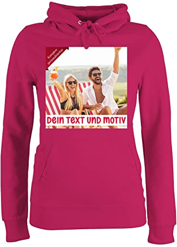 Pullover Damen Hoodie Frauen - Bild - Eigenem Foto Geschenk - XL - Fuchsia - schriften und beschriften Text Aufschrift selber Drauf Machen zum selbstgestalten Fotos designen selbst gewünschte von Geschenk mit Namen personalisiert by Shirtracer