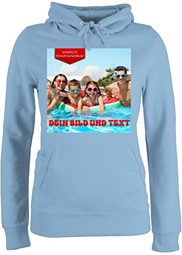 Pullover Damen Hoodie Frauen - Bild - Eigenem Foto - L - Hellblau - selber bedrucken kann own photo and text name selbst gestalten und bilder bildern auf eigen einem eigenen druck eigenes meinem von Geschenk mit Namen personalisiert by Shirtracer