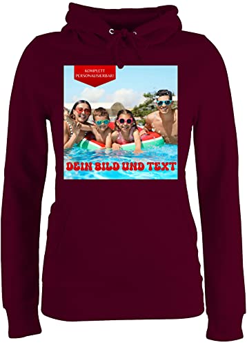 Pullover Damen Hoodie Frauen - Bild - Eigenem Foto - S - Burgundrot - Pulli selber gestalten zum Bedrucken Hoodies personalisierte individuell gestaltete Kapuzenpulli persönliche Geschenke BFF von Geschenk mit Namen personalisiert by Shirtracer