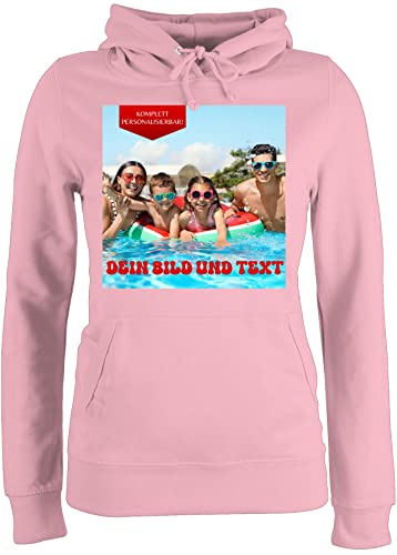 Pullover Damen Hoodie Frauen - Bild - Eigenem Foto - XXL - Hellrosa - ausgewählten wo Man Sein eigenes eigene Fotos personalisierbar selber Machen selbst eigenen Bilder vorne Wunsch von Geschenk mit Namen personalisiert by Shirtracer