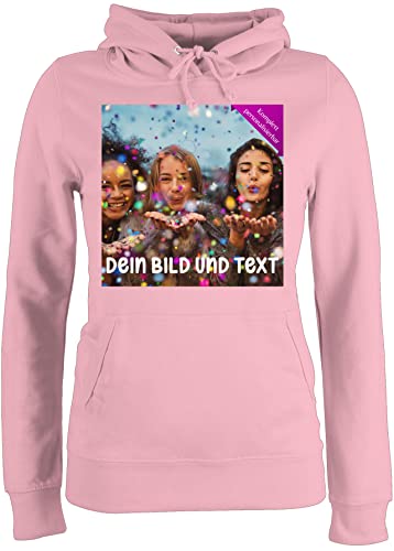 Pullover Damen Hoodie Frauen - Foto eigenem Bild - Fotogeschenk - M - Hellrosa - selbst druck bedrucken und text persönliches erstellen bildern selber anpassen machen drauf drucken kann wo man ein von Geschenk mit Namen personalisiert by Shirtracer