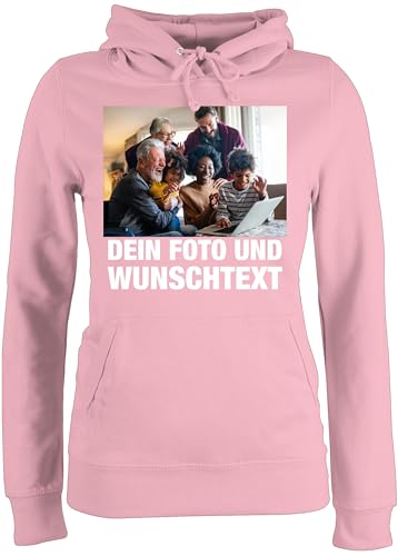 Pullover Damen Hoodie Frauen - Geschenk mit Bild I eigenem Foto I Name I eigener Text I Wunschtext - L - Hellrosa - Kapuzenpullover Pulli selber gestalten selbst drucken own Photo Hoodies einge von Geschenk mit Namen personalisiert by Shirtracer