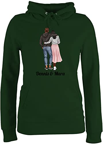 Pullover Damen Hoodie - Freundin - Pärchen Geschenk für Frauen Männer Weihnachts-Geschenke Partner Personalisiert Name Ihn Sie - L - Dunkelgrün - Beste Freundinnen Geschenke personalisierte von Geschenk mit Namen personalisiert by Shirtracer