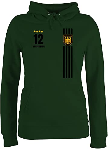 Pullover Damen Hoodie Frauen - 2024 Fussball EM Fanartikel - Deutschland Germany Trikot Style - M - Dunkelgrün - deutschland-fanartikel pulli europa-meisterschaft bundesadler fußball deutschland. von Geschenk mit Namen personalisiert by Shirtracer