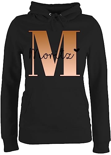 Pullover Damen Hoodie Frauen - für Anfangsbuchstabe Initialen - Name und Buchstabe - L - Schwarz - individuelle Geschenke costumized Gift personalisiertes customised Gifts von Geschenk mit Namen personalisiert by Shirtracer