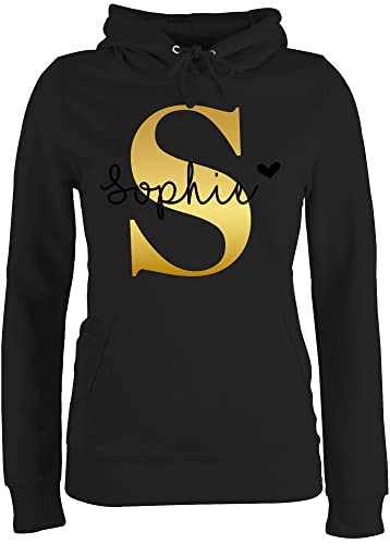 Pullover Damen Hoodie Frauen - für Anfangsbuchstabe Initialen - Namens Geschenk - L - Schwarz - Initialien anfangsbuchstaben personalisiertes Geschenke Bedrucken Lassen selbst gestalten von Geschenk mit Namen personalisiert by Shirtracer