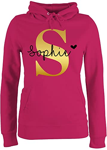 Pullover Damen Hoodie Frauen - für Anfangsbuchstabe Initialen - Namens Geschenk - S - Fuchsia - Buchstabe Buchstaben und anfangsbuchstaben Text Geschenke personalisiertes als dem individuellen von Geschenk mit Namen personalisiert by Shirtracer