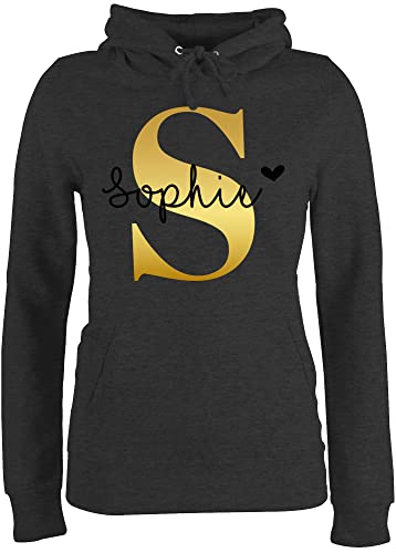 Pullover Damen Hoodie Frauen - für Anfangsbuchstabe Initialen - Namens Geschenk - XL - Anthrazit meliert - Buchstaben Buchstabe Name anfangsbuchstaben peronaliertes personliertes zum Drauf drucken von Geschenk mit Namen personalisiert by Shirtracer