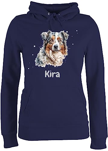 Pullover Damen Hoodie Frauen - Hunde - Australian Shepherd - Hundebesitzern Geschenk - L - Navy Blau - Hund selbst Design hundemotive Hundebesitzer personalisiertes Name eigenem personalisierte und von Geschenk mit Namen personalisiert by Shirtracer