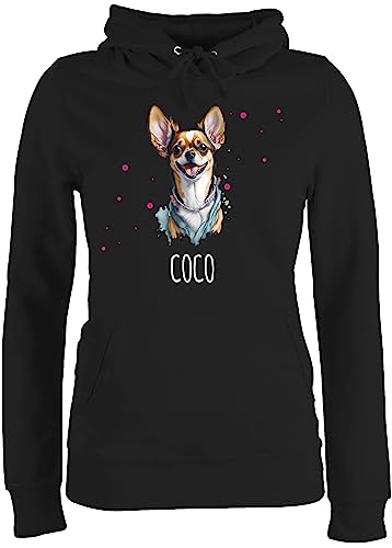 Pullover Damen Hoodie Frauen - Hunde - Chihuahua - Hundebesitzern Geschenk - L - Schwarz - Name Hund Pulli Hundebesitzer Geschenke Frau eigenem personalisierte und Hunden hundemotiv von Geschenk mit Namen personalisiert by Shirtracer