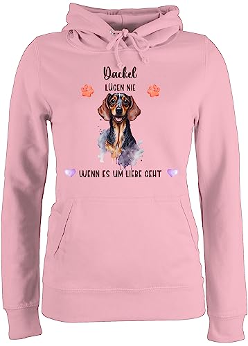 Pullover Damen Hoodie Frauen - Hunde - Dackel - Geschenk Hundebesitzern - M - Hellrosa - Damen+Pullover+mit+hundemotiv Hundebesitzer Dachshund Pulli hundemotiven. Hund dackelmotiv Hoody Hunden von Geschenk mit Namen personalisiert by Shirtracer