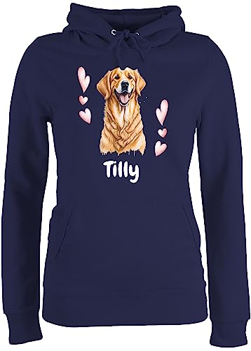 Pullover Damen Hoodie Frauen - Hunde - Golden Retriever - Hundebesitzern Geschenk - XS - Navy Blau - Name Hund personalisiertes Hundebesitzer personalisierte Geschenke Hunden eigenem und Frau von Geschenk mit Namen personalisiert by Shirtracer