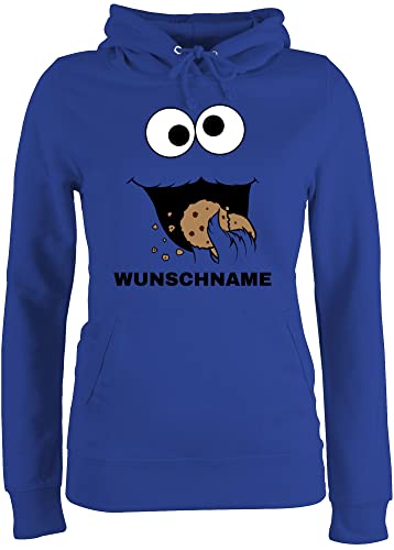 Pullover Damen Hoodie Frauen - Karneval Fasching - Keks Monster Kostüm mit Name - XL - Royalblau - krümmelmonter mädchen Cookie krümel Karnevals Kekse Hoody Faschings keks-Monster von Geschenk mit Namen personalisiert by Shirtracer