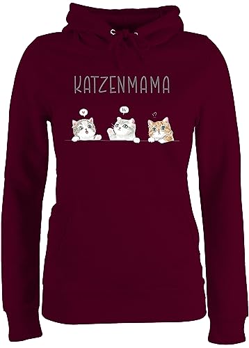 Pullover Damen Hoodie Frauen - Katze Katzen - Katzenmama Katzenbesitzerin Katzenliebhaberin Katzenmutter - M - Burgundrot - pulli namens druck und katzenmotiv cat geschenke für eine name von Geschenk mit Namen personalisiert by Shirtracer