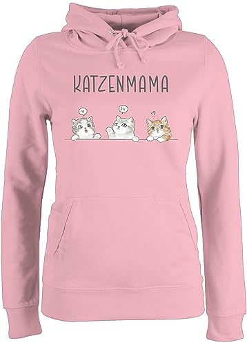 Pullover Damen Hoodie Frauen - Katze Katzen - Katzenmama Katzenbesitzerin Katzenliebhaberin Katzenmutter - M - Hellrosa - Pulli katzenmotiv cat für eine Geschenke Name namens Druck und von Geschenk mit Namen personalisiert by Shirtracer