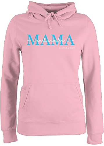 Pullover Damen Hoodie Frauen - Muttertag - Mama Kindernamen Geschenk Geburtstag - XL - Hellrosa - Pollover muttertagsgeschenk Pulli personalisierte muttertagsgeschenke Mutter Tage mütter Oberteil von Geschenk mit Namen personalisiert by Shirtracer