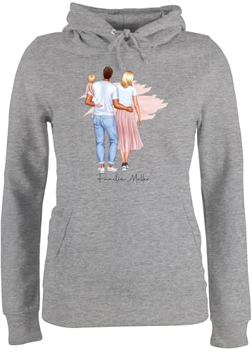 Pullover Damen Hoodie Frauen - Mama - Familie Mutter Vater Baby Kinder - L - Grau meliert - personalisierte Geschenke Muttertag Mutti Familien Pulli mutterzagsgeschenke mom Kind Kapuzenpullover von Geschenk mit Namen personalisiert by Shirtracer
