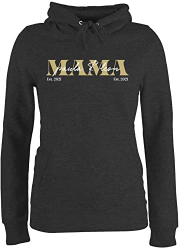 Pullover Damen Hoodie Frauen - Mama Geschenk mit Namen Kinder Datum Geburtsjahr Muttertagsgeschenk Mutti seit - XL - Anthrazit meliert - personalisierte Geschenke Muttertag mutterzagsgeschenke mom von Geschenk mit Namen personalisiert by Shirtracer