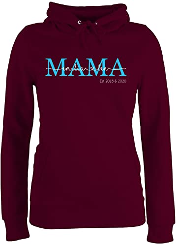 Pullover Damen Hoodie Frauen - Mama Kindernamen Geschenk Geburtstag - L - Burgundrot - muttertagsgeschenk personalisierte Geschenke Muttertag Mutti Mami Hoody muttertagsgeschenke Pulli von Geschenk mit Namen personalisiert by Shirtracer