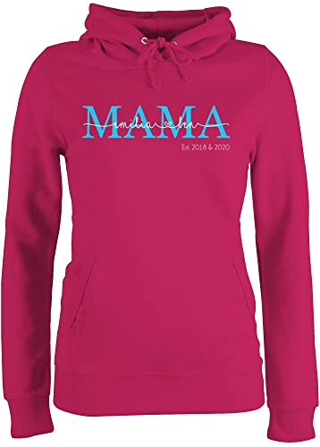 Pullover Damen Hoodie Frauen - Muttertag - Mama Kindernamen Geschenk Geburtstag - S - Fuchsia - mom Geschenke Mutter Kinder Plovers personalisierte Pulli für mütter Kapuzenpullover von Geschenk mit Namen personalisiert by Shirtracer