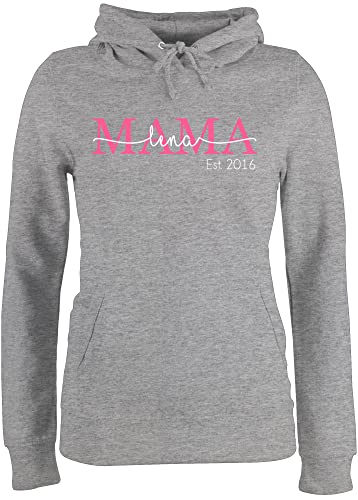 Pullover Damen Hoodie Frauen - Mama Mom Mutti Geschenk zum Muttertag - L - Grau meliert - personalisierte Geschenke Mutter für Kapuzenpullover Mami schöne muttertagsgeschenke Pulli von Geschenk mit Namen personalisiert by Shirtracer