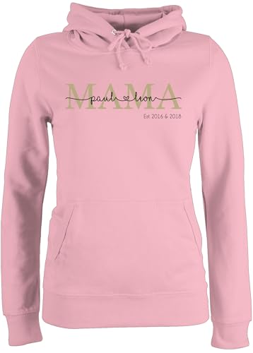 Pullover Damen Hoodie Frauen - Mama mit Namen Kinder est I Geschenk Mama Muttertag I Mutti Geschenkidee Mom I Mum Geburtstag I Weihnachten - XXL - Hellrosa - Geschenke für mütter von Geschenk mit Namen personalisiert by Shirtracer