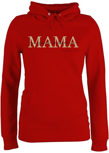 Pullover Damen Hoodie Frauen - Mama mit Namen Kinder est I Geschenk Mama Muttertag I Mutti Geschenkidee Mom I Mum Geburtstag I Weihnachten - M - Rot - Geschenke für mütter mutterzagsgeschenke von Geschenk mit Namen personalisiert by Shirtracer
