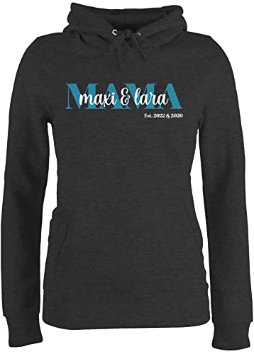 Pullover Damen Hoodie Frauen - Muttertag - Mama Schriftzug Datum Name - XL - Anthrazit meliert - personalisierte Pulli Geschenke für mütter Mutter Tag muttertagsgeschenk von Geschenk mit Namen personalisiert by Shirtracer