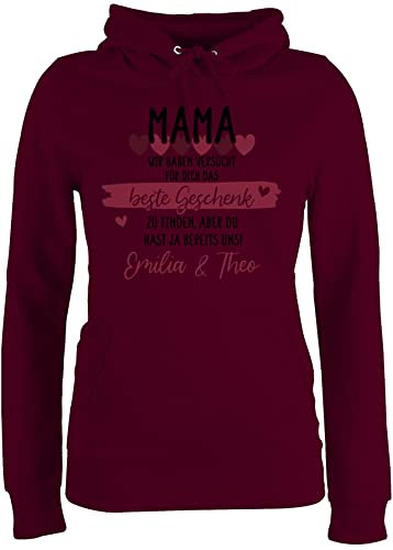 Pullover Damen Hoodie Frauen - Muttertag - Mama wir haben versucht für Dich das schönste Geschenk zu Finden - S - Burgundrot - personalisierte Geschenkideen muttertagsgeschenk mütter Geschenke von Geschenk mit Namen personalisiert by Shirtracer