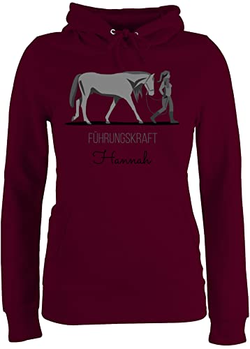 Pullover Damen Hoodie Frauen - Pferde - Führungskraft Pferd Reiterin - L - Burgundrot - geschenke für reiterinnen selbst bedrucken pulli sachen reit wunschtext pferdemotiv von Geschenk mit Namen personalisiert by Shirtracer