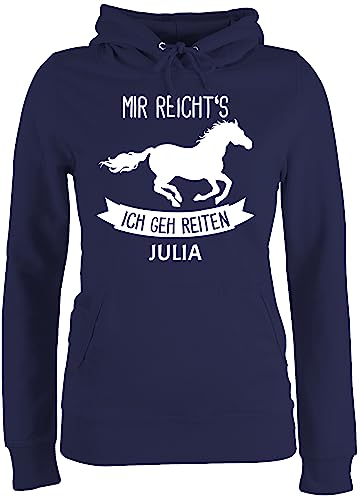 Pullover Damen Hoodie Frauen - Pferd Pferde - Mir reichts ich GEH reiten - S - Navy Blau - Pulli pferden gehe Hoody Personalisieren pferdemotiv Oberteil Name pferdeliebhaber mädchen pferdefan von Geschenk mit Namen personalisiert by Shirtracer