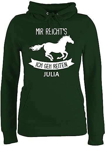 Pullover Damen Hoodie Frauen - Pferd Pferde - Mir reichts ich GEH reiten - XS - Dunkelgrün - für Reiterin Pulli Reiter mädchen Personalisieren reiterinnen reitersachen pferdeherz pferdegeschenk von Geschenk mit Namen personalisiert by Shirtracer