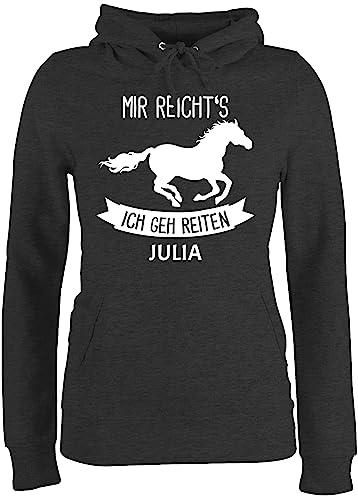 Pullover Damen Hoodie Frauen - Pferd Pferde - Mir reichts ich GEH reiten - L - Anthrazit meliert - Pulli pferden gehe Hoody Personalisieren pferdemotiv Oberteil Name pferdeliebhaber mädchen von Geschenk mit Namen personalisiert by Shirtracer