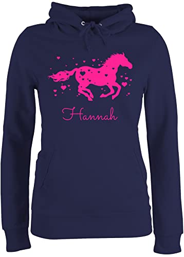 Pullover Damen Hoodie Frauen - Pferd - Pferde Geschenk Mädchen - M - Navy Blau - Pulli pferden Horse hoddys Personalisieren pferdemotiv Hoodies Name pferdeliebhaber Oberteile pferdefan hodi von Geschenk mit Namen personalisiert by Shirtracer