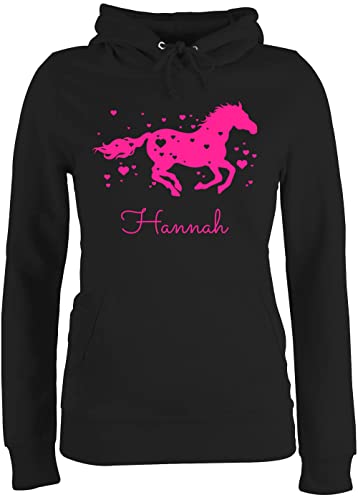 Pullover Damen Hoodie Frauen - Pferd - Pferde Geschenk Mädchen - S - Schwarz - Pulli pferden Horse hoddys Personalisieren pferdemotiv Hoodies Name pferdeliebhaber Oberteile pferdefan hodi von Geschenk mit Namen personalisiert by Shirtracer