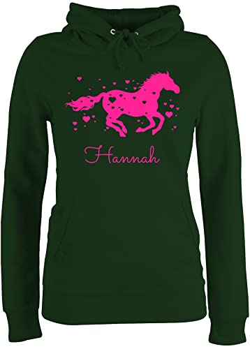 Pullover Damen Hoodie Frauen - Pferd - Pferde Geschenk Mädchen - XL - Dunkelgrün - Pulli pferden Horse hoddys Personalisieren pferdemotiv Hoodies Name pferdeliebhaber Oberteile pferdefan hodi von Geschenk mit Namen personalisiert by Shirtracer