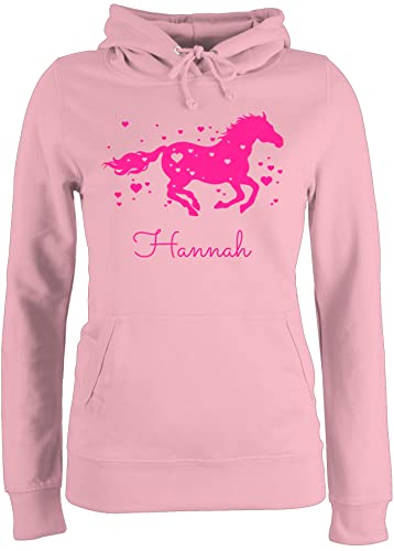 Pullover Damen Hoodie Frauen - Pferd - Pferde Geschenk Mädchen - XXL - Hellrosa - für Reiterin Pulli Name pferden wunschtext reiten und Geschenke pferdemotiv Reiter pferdeliebhaber personalisierte von Geschenk mit Namen personalisiert by Shirtracer