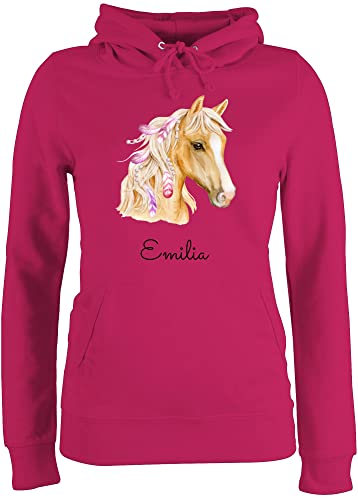 Pullover Damen Hoodie Frauen - Pferd Pferde - Pferdekopf - M - Fuchsia - reiter sachen pulli geschenke für pferdefans reiten pferden pferdefan pferdesport wunschtext pferdemotiv pferdemädchen von Geschenk mit Namen personalisiert by Shirtracer