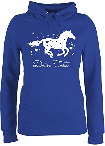 Pullover Damen Hoodie Frauen - Pferde - Pferd Dein Name Wunschtext Text - M - Royalblau - Pulli pferden voltigier hoddys Personalisieren pferdemotiv voltigieren Hoodies mädchen pferdeliebhaber von Geschenk mit Namen personalisiert by Shirtracer