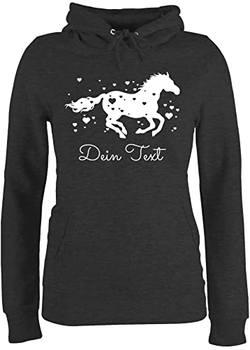 Pullover Damen Hoodie Frauen - Pferde - Pferd Dein Name Wunschtext Text - XS - Anthrazit meliert - für pferdeliebhaber Pulli Geschenke Reiter pferdemotiv personalisiertes personalisierte und von Geschenk mit Namen personalisiert by Shirtracer