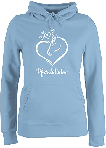 Pullover Damen Hoodie Frauen - Pferd Pferde - Pferdeportrait - mit Wunschtext - S - Hellblau Pferdesport Pulli mädchen Personalisieren pferdezubehör reiterinnen von Geschenk mit Namen personalisiert by Shirtracer