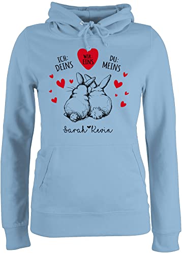 Pullover Damen Hoodie Frauen - Valentinstag Partner Liebe - Hasen Liebeserklärung - M - Hellblau - Geschenke für pärchen zum selbstgestalten ich Dich Paar valentinstags personalisierte sie Paare von Geschenk mit Namen personalisiert by Shirtracer