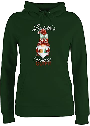 Pullover Damen Hoodie Frauen - Weihnachten Geschenke Christmas - Wichtel Outfit mit Name - L - Dunkelgrün - Weihnachts personalisierte pullower Outfits weihnachtliche personalisiertes polower von Geschenk mit Namen personalisiert by Shirtracer