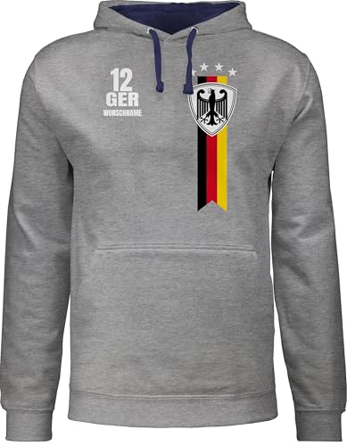 Pullover Herren Frauen Hoodie Kontrast zweifarbig - 2026 Fussball Fanartikel - Germany WM Fan Deutschland - L - Grau meliert/Navy Blau - pulli fußball em kapuzenpullover fußball. europa oodie Pullover Herren Frauen Hoodie Kontrast zweifarbig - 2026 Fussball Fanartikel - Germany WM Fan Deutschland - L - Grau meliert/Navy Blau - pulli fußball em kapuzenpullover fußball. europa oodie von Geschenk mit Namen personalisiert by Shirtracer