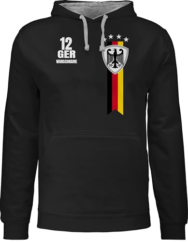Pullover Herren Frauen Hoodie Kontrast zweifarbig - 2026 Fussball Fanartikel - Germany WM Fan Deutschland - M - Schwarz/Grau meliert - pulli fußball em kapuzenpullover fußball. europa oodie Pullover Herren Frauen Hoodie Kontrast zweifarbig - 2026 Fussball Fanartikel - Germany WM Fan Deutschland - M - Schwarz/Grau meliert - pulli fußball em kapuzenpullover fußball. europa oodie von Geschenk mit Namen personalisiert by Shirtracer