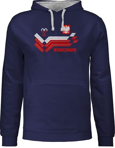 Pullover Herren Frauen Hoodie Kontrast zweifarbig - 2024 Fussball EM Fanartikel - Personalisierbares Polen Motiv Trikot | Individuelles Polska Design mit Wappen und Landesfarben | Mit eigenem Namen | von Geschenk mit Namen personalisiert by Shirtracer