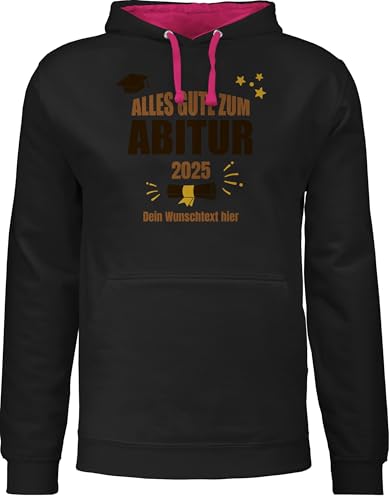Pullover Herren Frauen Hoodie Kontrast zweifarbig - Abschluss - Alles Gute zum Abitur mit Wunschtext 2025 | Abitur 2025 Geschenke | Abi Geschenk mit Namen - M - Schwarz/Fuchsia von Geschenk mit Namen personalisiert by Shirtracer