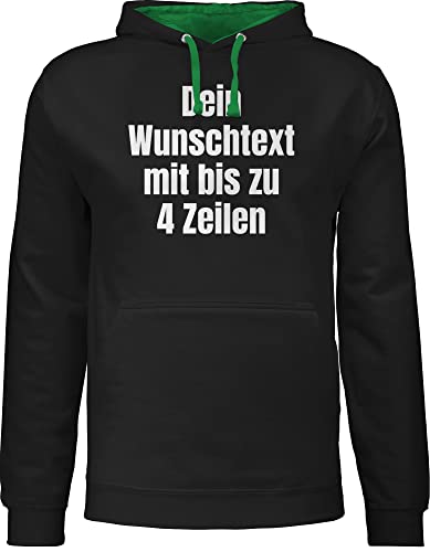 Pullover Herren Frauen Hoodie Kontrast zweifarbig - Aufdruck selbst gestalten - Wunschtext I Eigener Text I Custom Text - XXL - Schwarz/Grün - eigenem Druck personalisierte Datum Pulli von Geschenk mit Namen personalisiert by Shirtracer