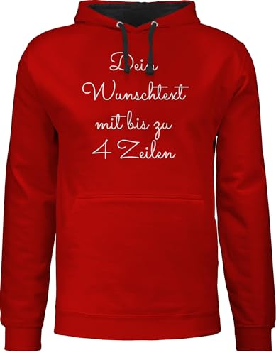 Pullover Herren Frauen Hoodie Kontrast zweifarbig - Aufdruck selbst gestalten - Wunschtext I Geschenk personalisiert - L - Rot/Schwarz - eigenem Druck Baumwolle zum selber personalisierte Bedrucken von Geschenk mit Namen personalisiert by Shirtracer
